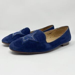 Si Barcelona Blue Suede Ballet Flats Size 9 Stars Silver Spain 40 Leather Casual